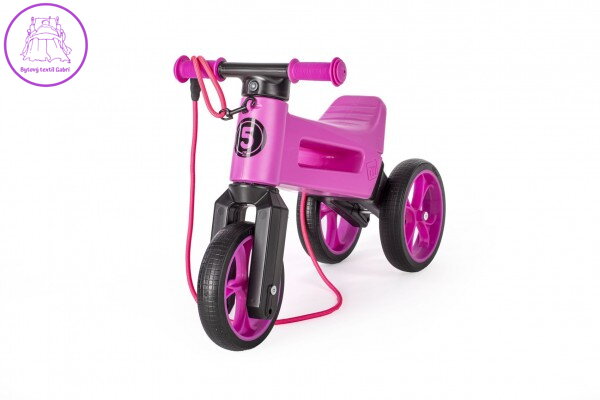 Odrážedlo FUNNY WHEELS Rider SuperSport fialové 2v1+popruh, výš. sedla 28/30cm nos 25kg 18m+ v sáčku