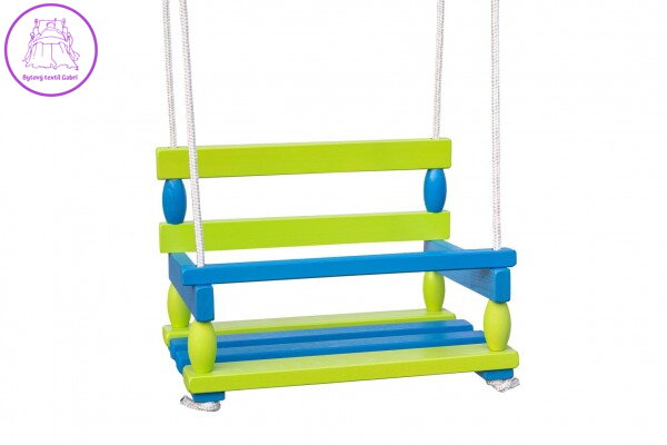 Houpačka dřevo modro-zelená 40x30cm nosnost 80kg v sáčku Houpačka dřevo modro-zelená 40x30cm nosnost 80kg v sáčku