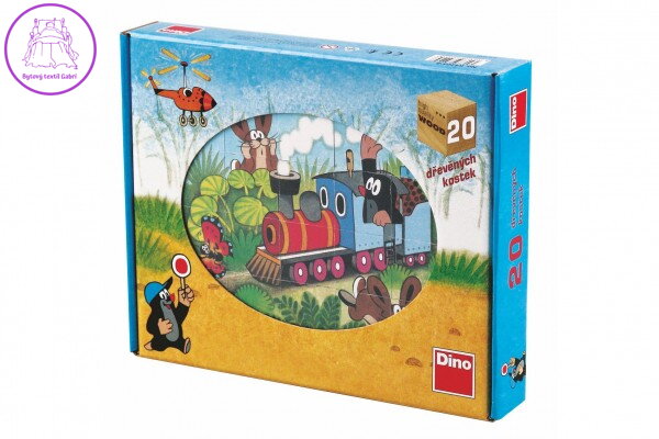 Kostky kubus Krtek a dopravní prostředky dřevo 20ks v krabičce 26x21x4cm