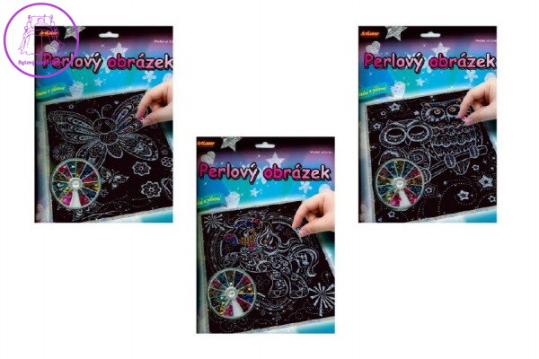 Perlový obrázek 200ks barevných perel 20,3x25,4cm asst 3 druhy na kartě Perlový obrázek 200ks barevných perel 20,3x25,4cm asst 3 druhy na kartě