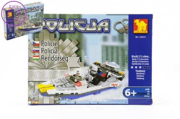 Stavebnice Dromader Policie Člun 23501 215ks v krabici 25,5x18,5x4,5cm Stavebnice Dromader Policie Člun 23501 215ks v krabici 25,5x18,5x4,5cm