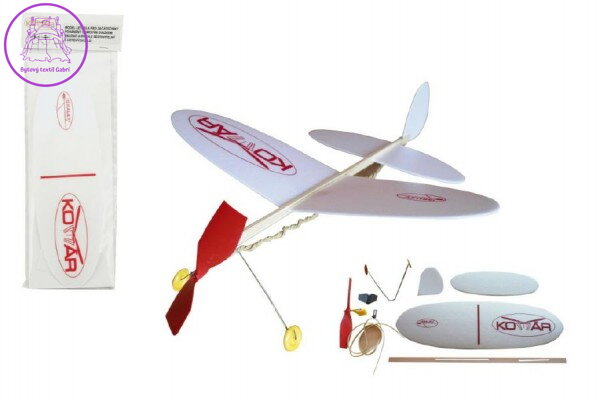 Letadlo Komár házecí model na gumu polystyren/dřevo 38x31cm v sáčku