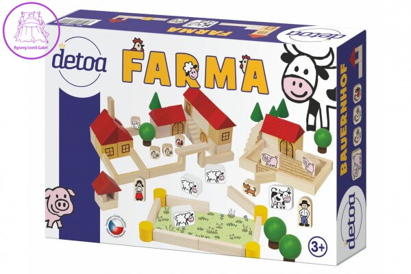 Farma stavebnice dřevo 100ks v krabici 30x20x6cm