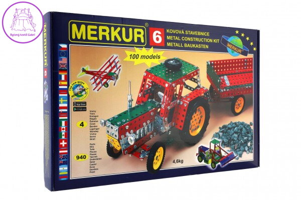 Stavebnice MERKUR 6 100 modelů 940ks 4 vrstvy v krabici 54x36x6cm
