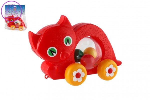 Kočka s míčky tahací plast 27x16x10cm v sáčku 12m+ Kočka s míčky tahací plast 27x16x10cm v sáčku 12m+