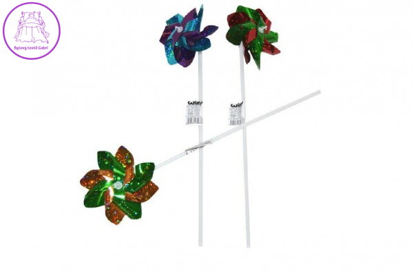 Větrník průměr 10cm barevný plast 43cm 6 barev Větrník průměr 10cm barevný plast 43cm 6 barev