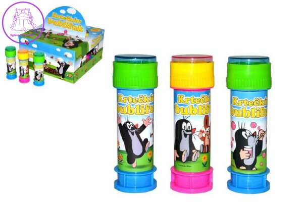 Bublifuk 50ml s hrkavkou Krtek 11cm 2 barvy 36ks v boxu Bublifuk 50ml s hrkavkou Krtek 11cm 2 barvy 36ks v boxu