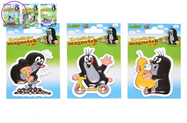Magnet 3D Krtek plast 7,5cm 3 druhy v sáčku 8x11,5cm Magnet 3D Krtek plast 7,5cm 3 druhy v sáčku 8x11,5cm