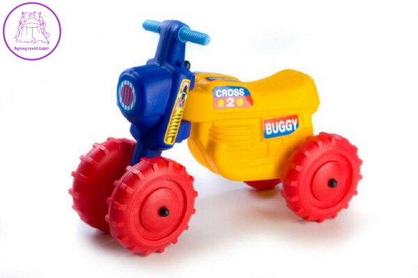 Odrážedlo CROSS 2 žluté plast výška sedadla 28cm nosnost do 25kg od 18 měsíců