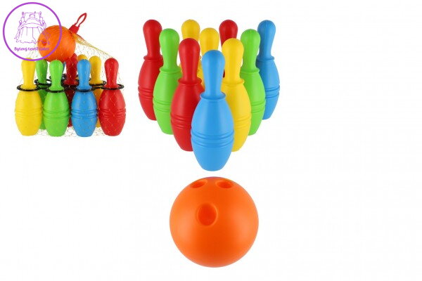 Bowling kuželky plast 21cm 10ks v síťce Bowling kuželky plast 21cm 10ks v síťce