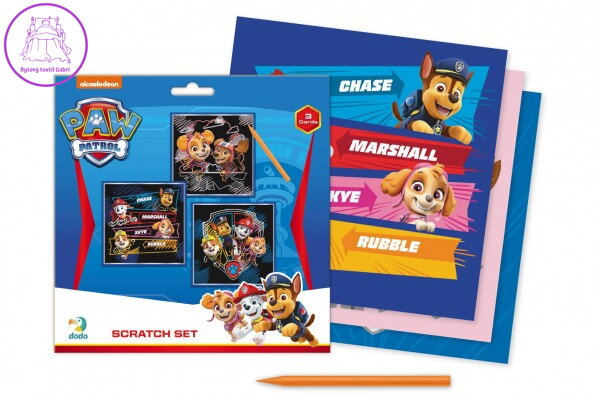 Škrabací obrázek 3ks barevný Tlapková patrola/Paw Patrol 20x20cm na kartě Škrabací obrázek 3ks barevný Tlapková patrola/Paw Patrol 20x20cm na kartě