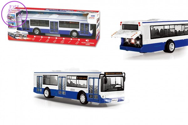 Autobus česky mluvící plast 28cm modrý volný chod na bat. se světem se zvukem v krab. 33x11x10cm Autobus česky mluvící plast 28cm modrý volný chod na bat. se světem se zvukem v krab. 33x11x10cm