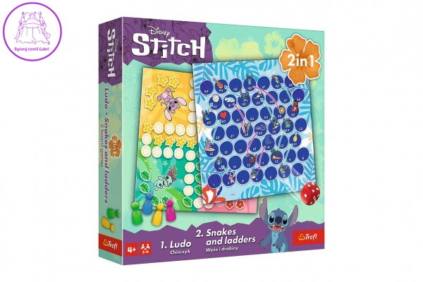 Soubor her 2v1 Člověče, nezlob se, Hadi a žebříky Lilo & Stitch v krabici 24x24x5,5cm Soubor her 2v1 Člověče, nezlob se, Hadi a žebříky Lilo & Stitch v krabici 24x24x5,5cm