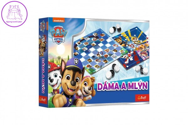 Dáma a Mlýn Tlapková patrola/Paw Patrol společenská hra v krabici 29x19x4 cm