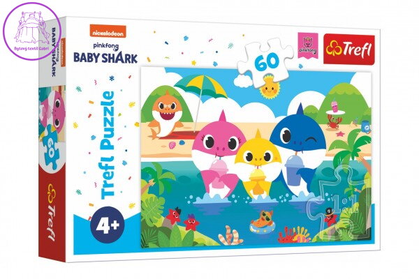 Puzzle Žraločí rodinka na dovolené/Baby Shark 33x22cm 60 dílků v krabičce 21x14x4cm Puzzle Žraločí rodinka na dovolené/Baby Shark 33x22cm 60 dílků v krabičce 21x14x4cm