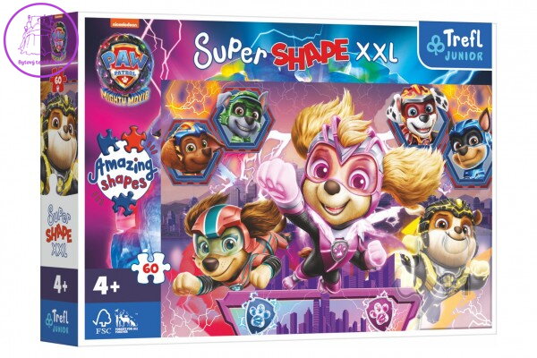 Puzzle Šťastní psi 60 XXL Super Shape Tlapková patrola/Paw Patrol 60x40cm v krabici 33x23x6cm Puzzle Šťastní psi 60 XXL Super Shape Tlapková patrola/Paw Patrol 60x40cm v krabici 33x23x6cm