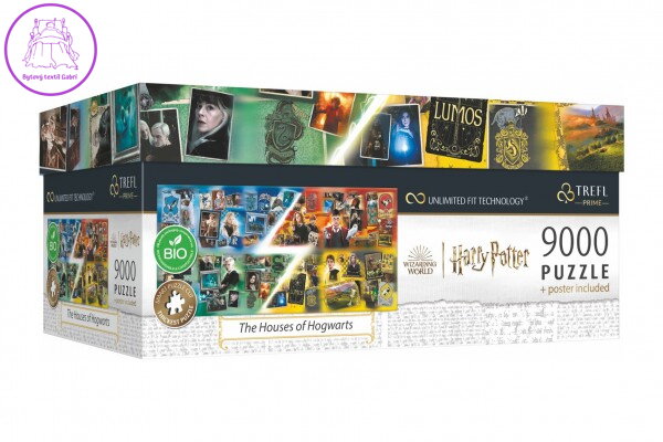 Puzzle Harry Potter Domy v Bradavicích 9000 dílků + plakát  v krabici 45x24x21cm