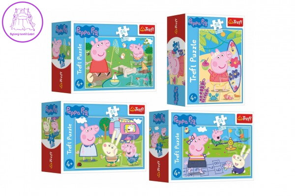 Minipuzzle 54 dílků Šťastný den Prasátka Peppy/Peppa Pig 4 druhy v krabičce 9x6,5x3,5cm 40ks v boxu Minipuzzle 54 dílků Šťastný den Prasátka Peppy/Peppa Pig 4 druhy v krabičce 9x6,5x3,5cm 40ks v boxu
