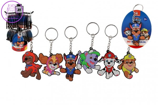 Klíčenka/Přívěsek 3D Tlapková patrola/Paw patrol guma 10 cm na kartě 60ks na kovovém stojanu Klíčenka/Přívěsek 3D Tlapková patrola/Paw patrol guma 10 cm na kartě 60ks na kovovém stojanu