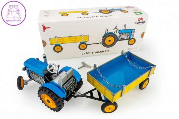 Traktor Zetor s valníkem modrý na klíček kov 1:25 v krabičce 32x13x11cm Kovap Traktor Zetor s valníkem modrý na klíček kov 1:25 v krabičce 32x13x11cm Kovap