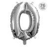 Balón narozeninový 76 cm - číslo 0, stříbrný