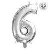 Balón narozeninový 35 cm - číslo 6, stříbrný