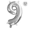 Balón narozeninový 35 cm - číslo 9, stříbrný