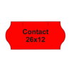 Etikety cen. CONTACT 26x12 oblé - 1500 etikiet/kotúčik, červené