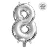 Balón narozeninový 35 cm - číslo 8, stříbrný