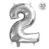 Balón narozeninový 35 cm - číslo 2, stříbrný