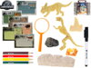 Jurský svět-kufřík průzkumníka s lupou, psacími potřebami a se sadou dinosauřích fosilií v