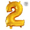 Balón narozeninový 76 cm - číslo 2, zlatý