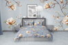 Ložní povlečení bavlněné Stanex magnolie zlatá (LS374), 140 x 220 + 90 x 70, Knoflíkové