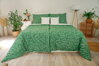 Ložní povlečení krepové Stanex zelené lístky (LS413), 140 x 200 + 90 x 70, Knoflíkové