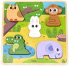 VIGA DŘEVO Vkládačka Divoká zvířátka puzzle vkládací na desce 5 dílků