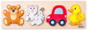 WOODY DŘEVO Baby vkládací puzzle skládačka 4 motivy 4v1 na desce