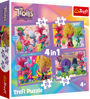 TREFL Puzzle Trollové 3: Barevné dobrodružství 4v1 (35,48,54,70 dílků)
