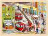 GOKI Dřevěné puzzle Hasiči 96 dílků