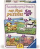 RAVENSBURGER Moje první puzzle Zvířecí rodinky na farmě  4v1 (2,4,6,8 dílků)