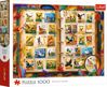 TREFL Puzzle Sbírka známek - Atlas ptáků 1000 dílků