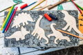BeWooden Maluj a obkresluj - Dino