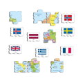 Larsen Vzdělávací puzzle Evropa Mapa a vlajky 70 dílků