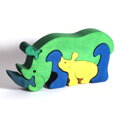 Fauna Dřevěné vkládací puzzle z masivu nosorožec