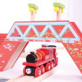 Bigjigs Rail Červená lokomotiva s tendrem + 3 koleje