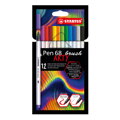 Fixy se štětcovým hrotem pro různé šířky čar STABILO PEN 68 brush - Arty, sada 12 ks