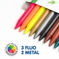 Pastelky MILAN kulaté plastické 19 ks + 3 ks FLUO + 2 ks metalické