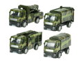Nákladní vozidlo vojenské kov 12cm 1:55 zpětný chod 4druhy v krabičce 24ks v DBX