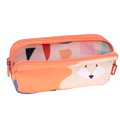Pouzdro na pera MILAN 3-zipové Fun Animals série, oranžové