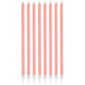 Svíčka dortová - světle růžová perleťová 15,5 x 0,44 cm (8 ks)