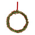 Skleněný vánoční věnec 15 cm na zavěšení, zeleno-červený kruh